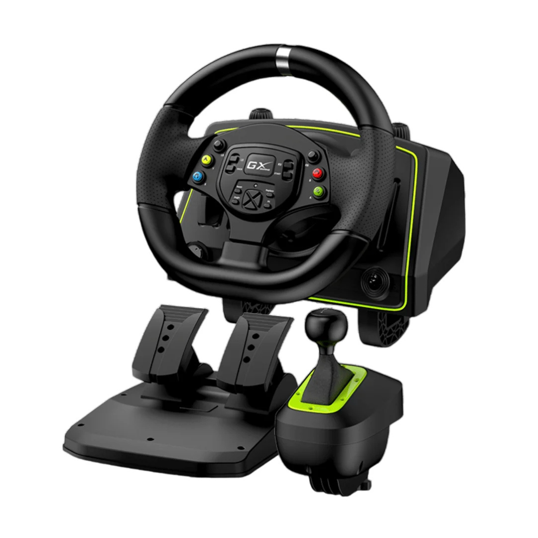 VOLANTE CON PEDALES GENIUS RS2 SPEEDMASTER X2 PARA PC XBOX Y PS NEGRO
