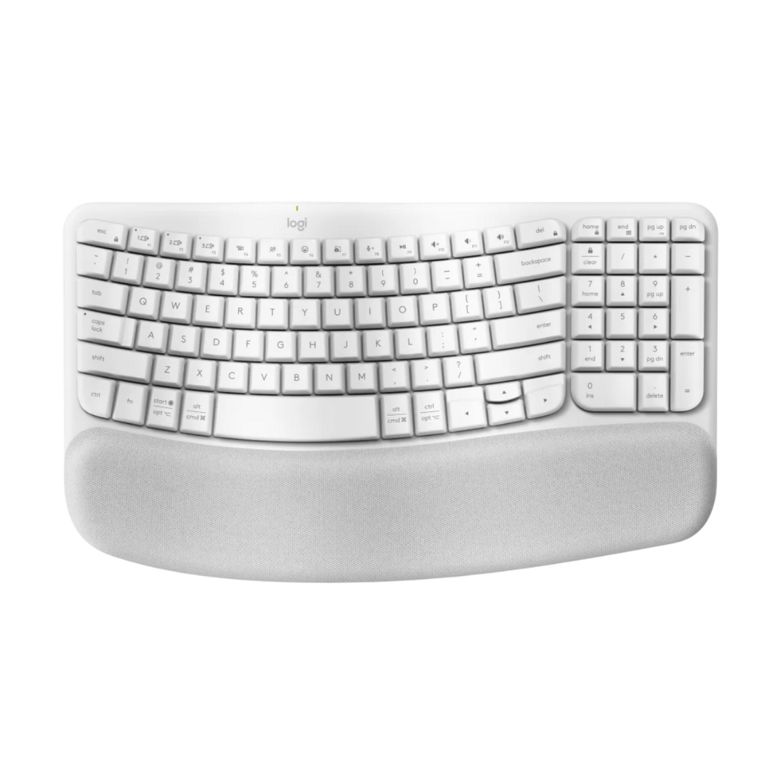 TECLADO LOGITECH ERGONOMIC WAVE KEYS MEMBRANA BLUETOOTH INGLES 920-012275 BLANCO