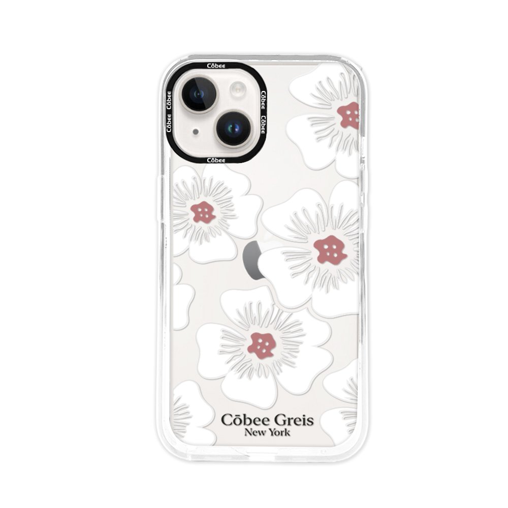 Côbee Log Iphone 13/14 Greis #11 Flor Blanca Borde Blanco