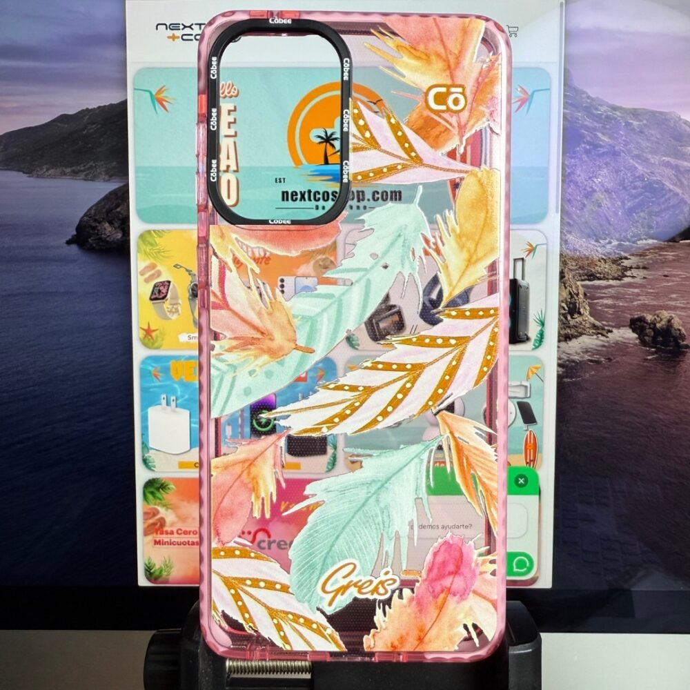 Estuche Cobee Log Samsung A73 Plumas Rosado