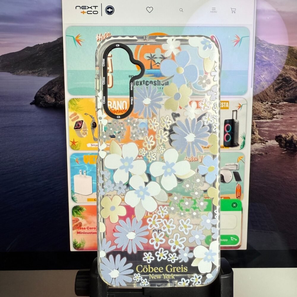 Côbee Log Samsung A24 Greis #9 Flor Celeste Borde Blanco