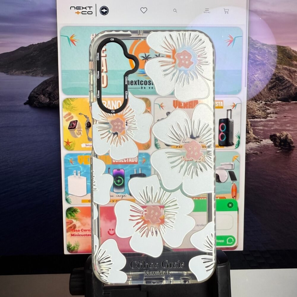 Côbee Log Samsung A24 Greis #11 Flor Blanca Borde Blanco