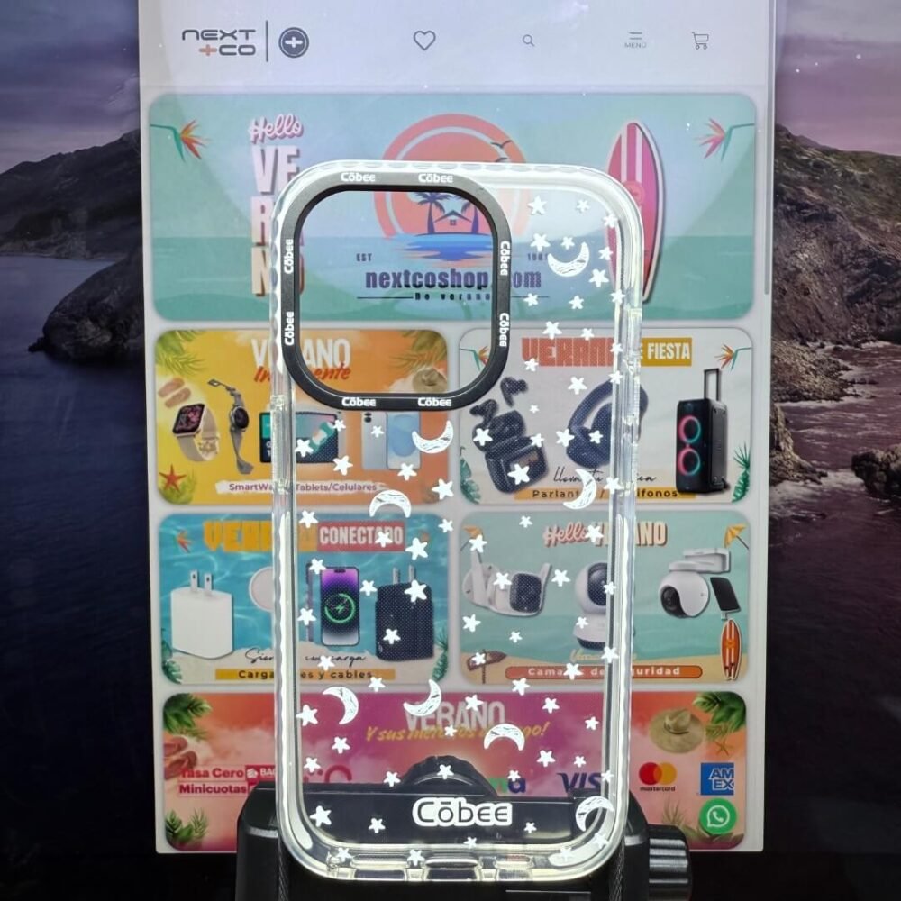 Côbee Log iPhone 14 Pro Greis-Corazones Borde Negro