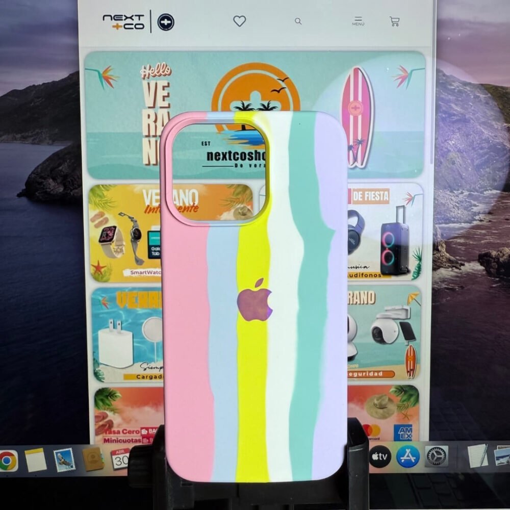 Estuche Silicon iPhone 13 Pro Multicolor Pastel Rosado
