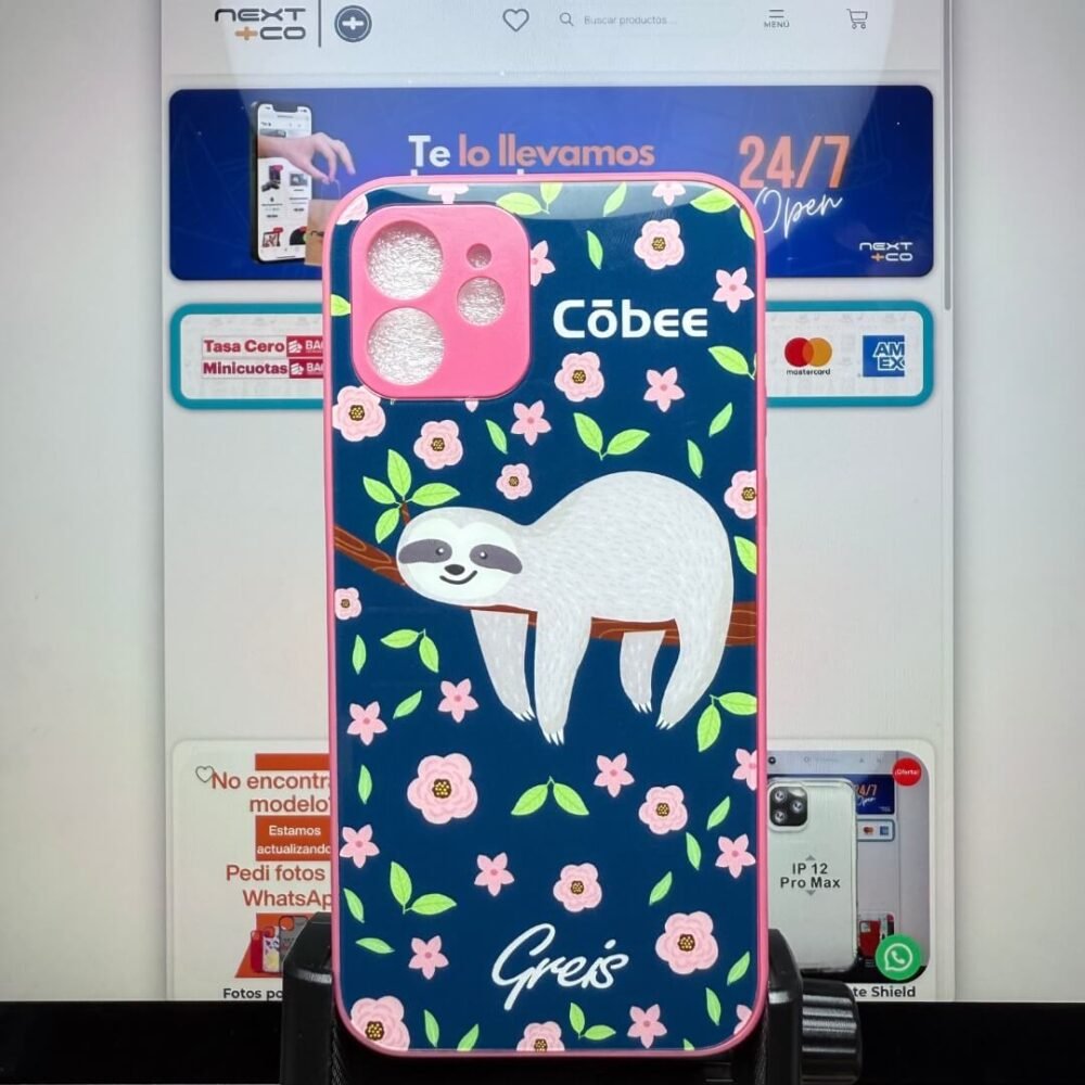 Estuche Cobee Glass iPhone 12 Greis #5 Perezoso