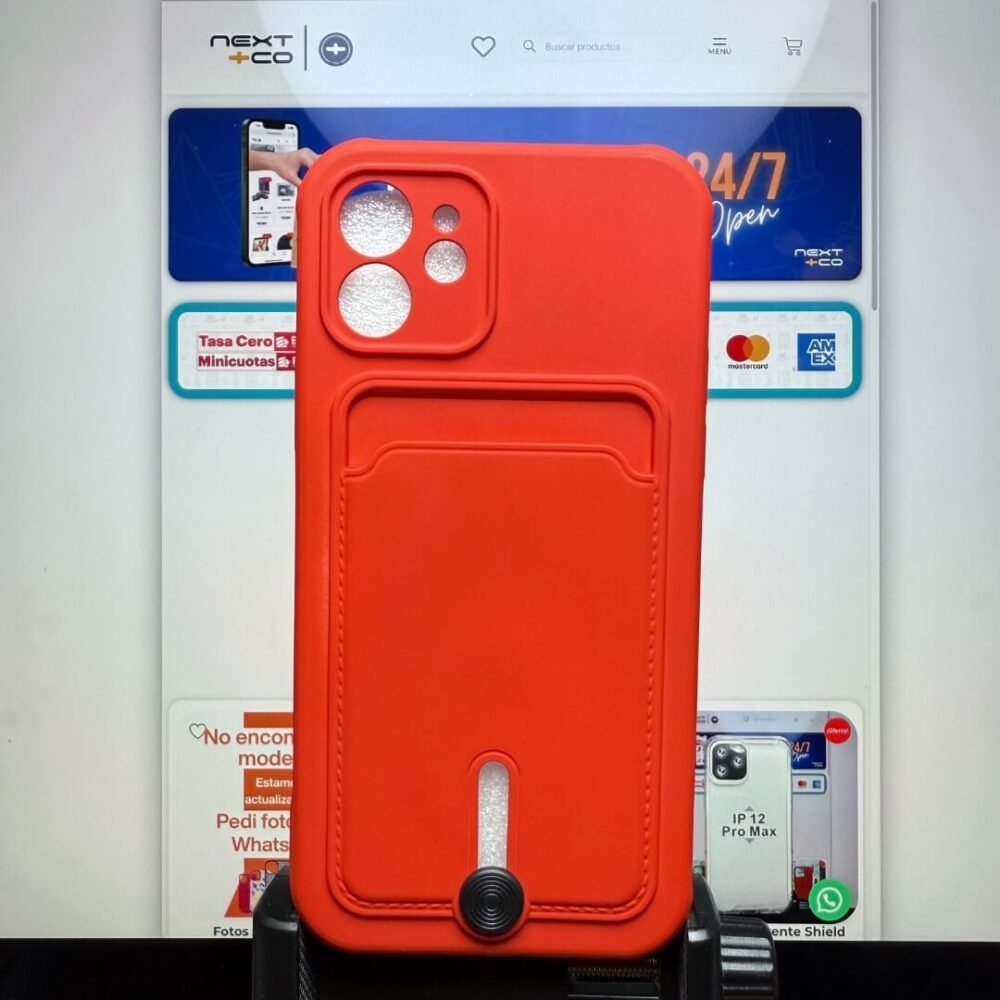 Estuche Acrilico Tarjetero Iphone 12- Rojo