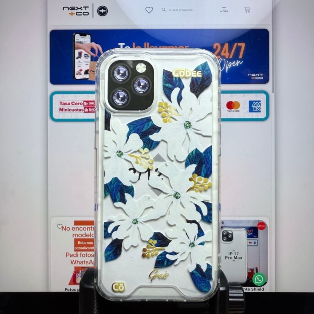 Estuche Cobee Shield iPhone 12/12 Pro Greis #1 Flor Blanca - Hoja Azul