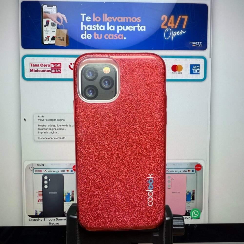 Estuche Escarcha Pop Socket Iphone 11 Pro Rojo