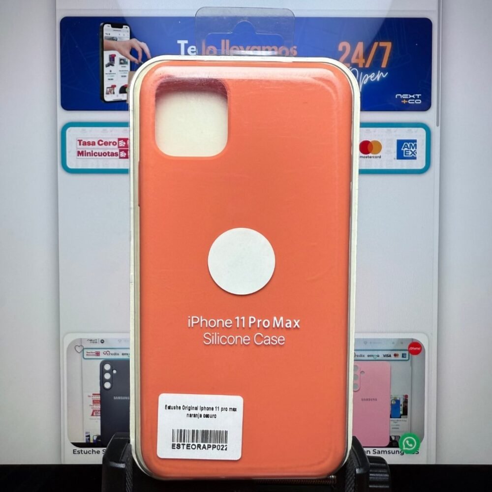 Estuche Silicon iphone 11 pro max naranja oscuro
