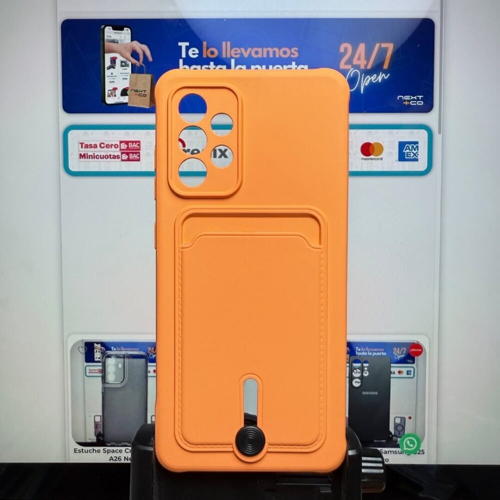 Estuche Acrilico Tarjetero Samsung A52 Naranja claro