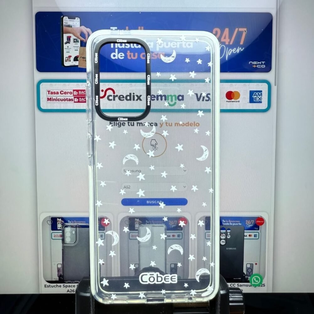 Côbee Log Samsung A52 Lunas y Estrellas Borde Blanco