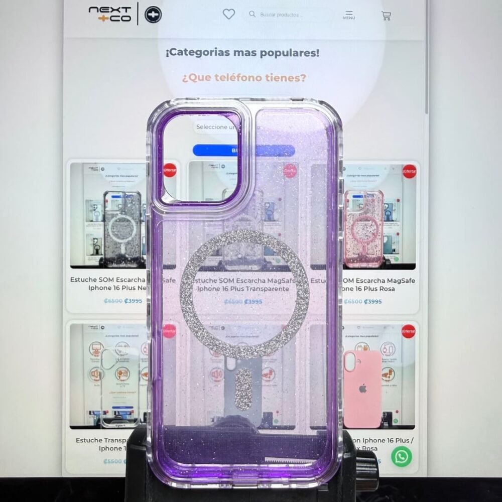 Estuche SP Escarcha MagSafe Iphone 16 Plus/Max Morado