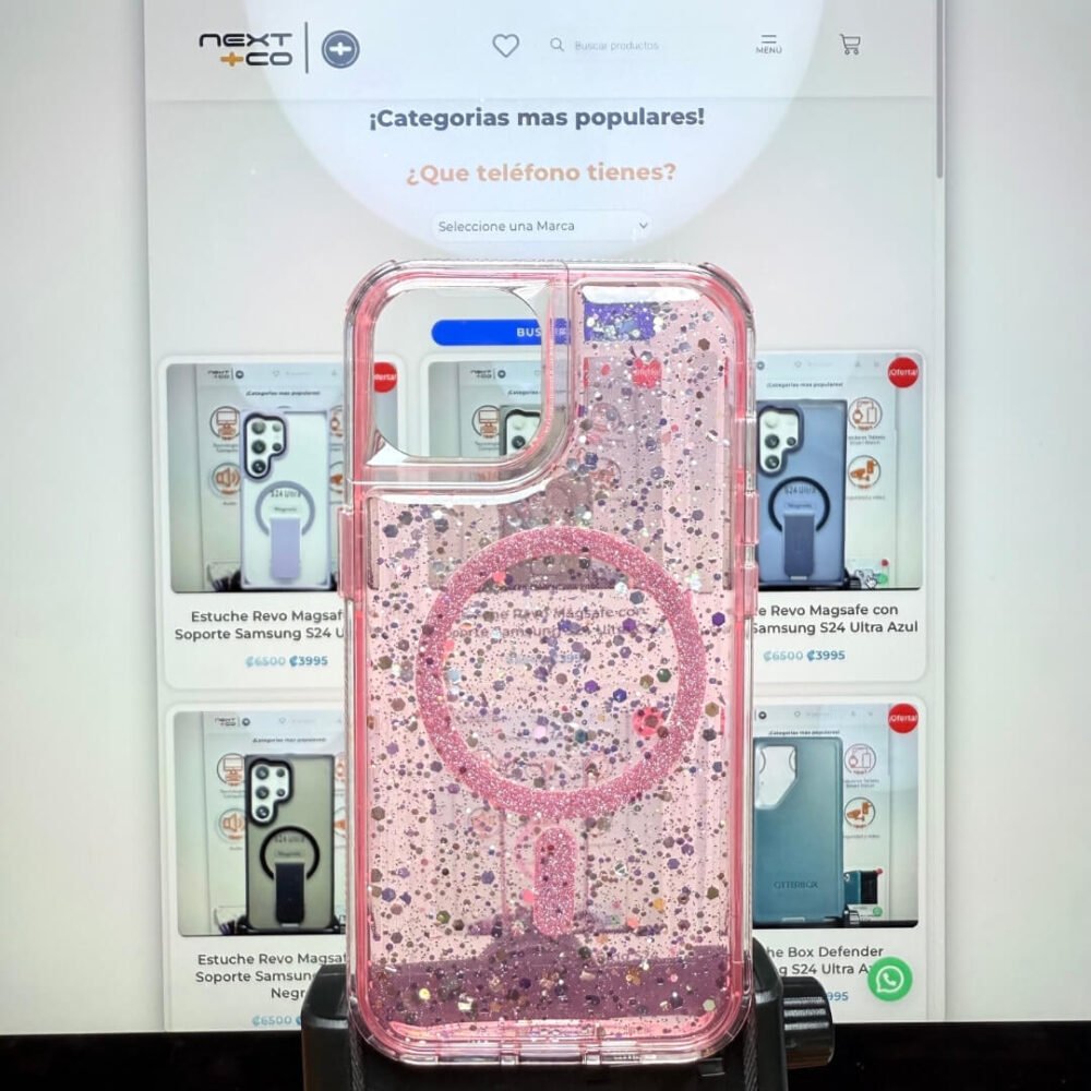 Estuche SOM Escarcha MagSafe Iphone 15 Plus Rosa