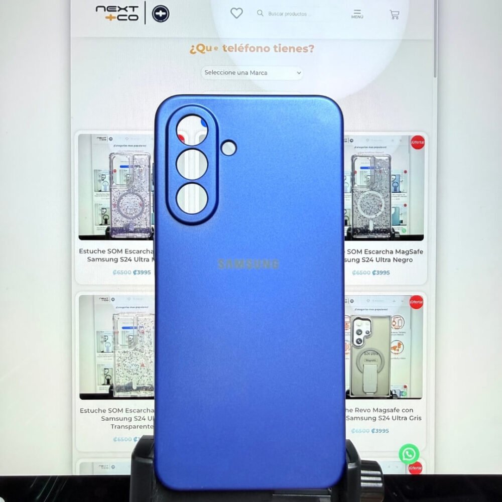 Estuche Silicon Samsung A56 Azul Metalico