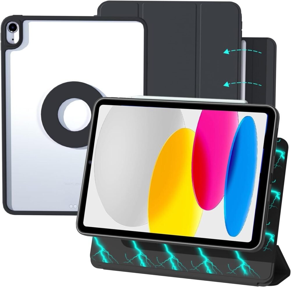 Agenda Magnetico Fondo Transparente Apple iPad 10.9" 10TH / A16 Negro