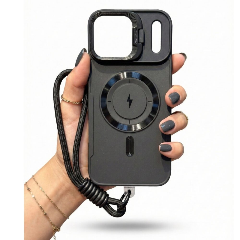 Estuche Silicon con MagSafe con Soporte Iphone 17 Pro Max Negro