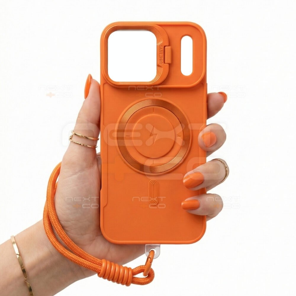 Estuche Silicon con MagSafe con Soporte Iphone 17 Pro Max Naranja