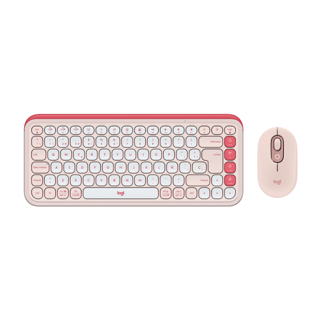 TECLADO Y MOUSE LOGITECH POP COMBO INALAMBRICO BLUETOOTH ESPAÑOL 920-013053 ROSADO