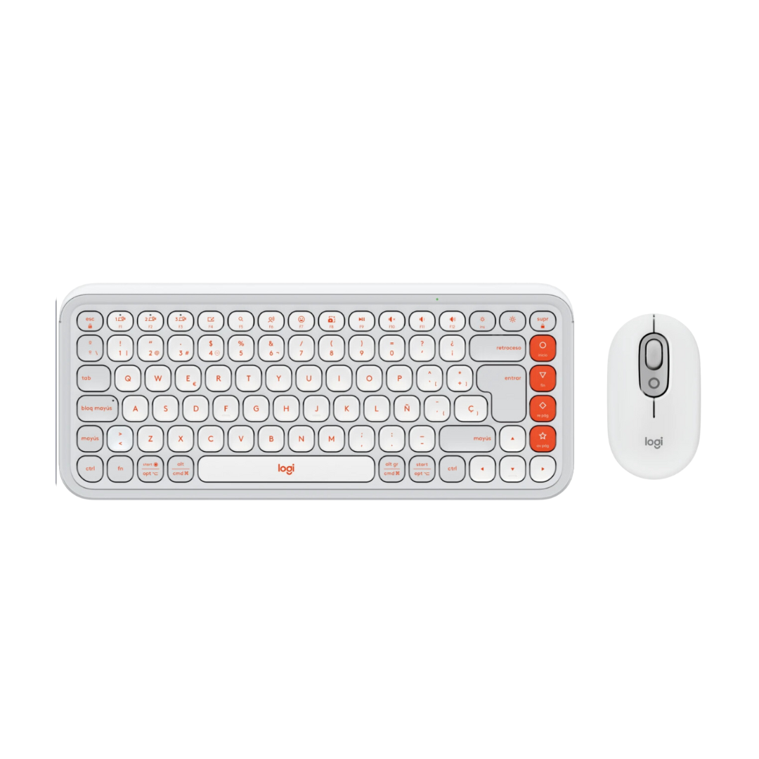 TECLADO Y MOUSE LOGITECH POP COMBO INALAMBRICO BLUETOOTH ESPAÑOL 920-013055 BLANCO